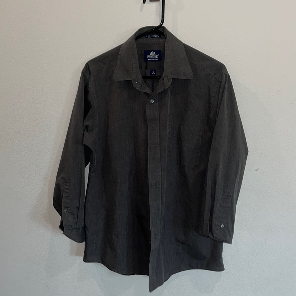 Stafford wrinkle free, gray dress shirt
